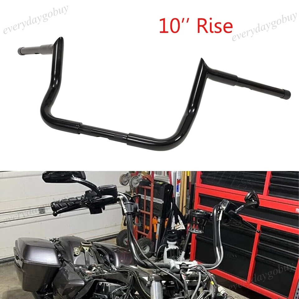 Manillar de barra de 1 1/4" Meathook de 10" apto para Touring Electra Glide FLHT FLHX Foto 2 de 4