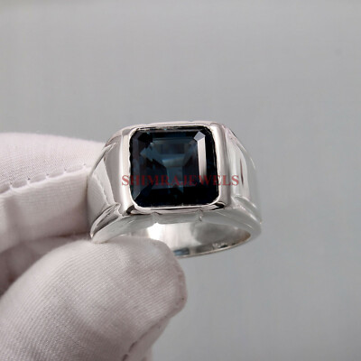 Natürlich London Blau Topas Edelstein Mit 925 Sterling Silber Ring für Herren #