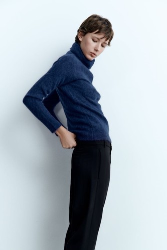 Zara Alpaka und Wollmischung Filz Struktur Reißverschluss Pullover Damen Größe Medium - Bild 11 von 12