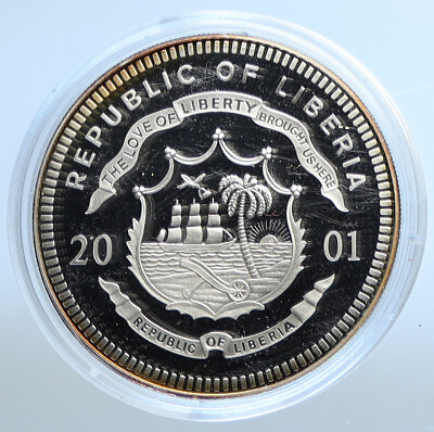 2001 LIBERIA Lucky LINDBERGH ATLANTIC FLIGHT Proof Silver 20