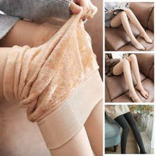 Women Lady Winter Warm Fleece Lined Stretch Thermal Thick Full Foot Tights Pants