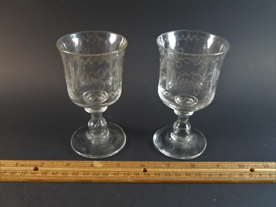 Pair Antique 17th 18th 19th Century Engraved Wine Glasses Dutch English  Bohemia | eBay