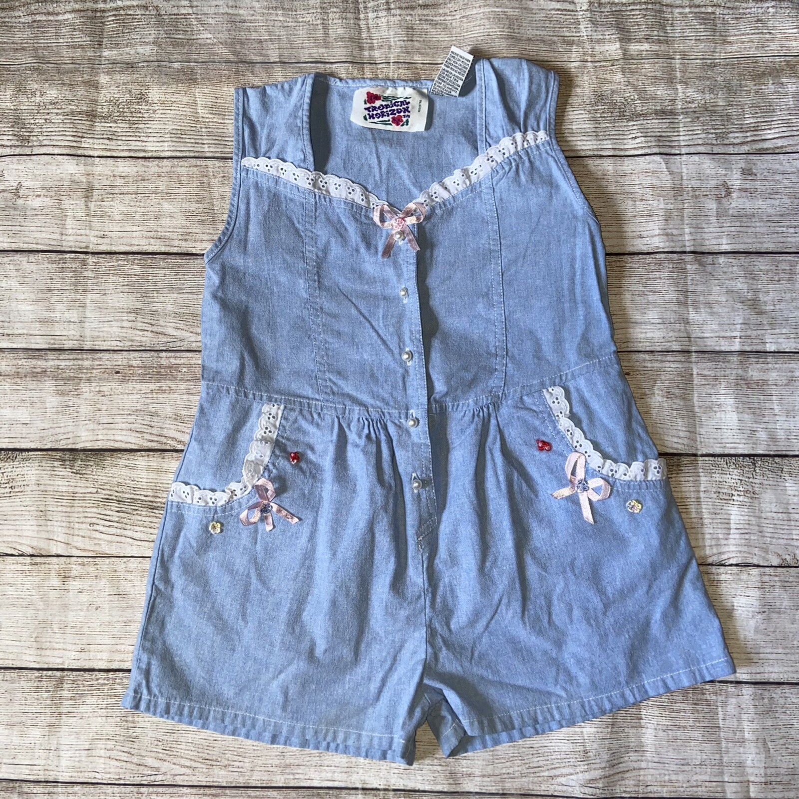 vintage tropical horizons 1980’s girls romper size 6 … Gem