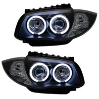 Scheinwerfer Set Ccfl Ringe Angel Eyes FüR BMW E81 Bj. 04-11 Schwarz