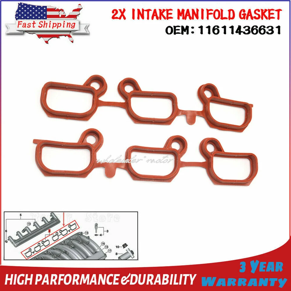 Novo conjunto de junta coletor de admissão para BMW 325i 325xi 330i 330xi 525i 530i 2001-2005 - Imagem 2 de 4