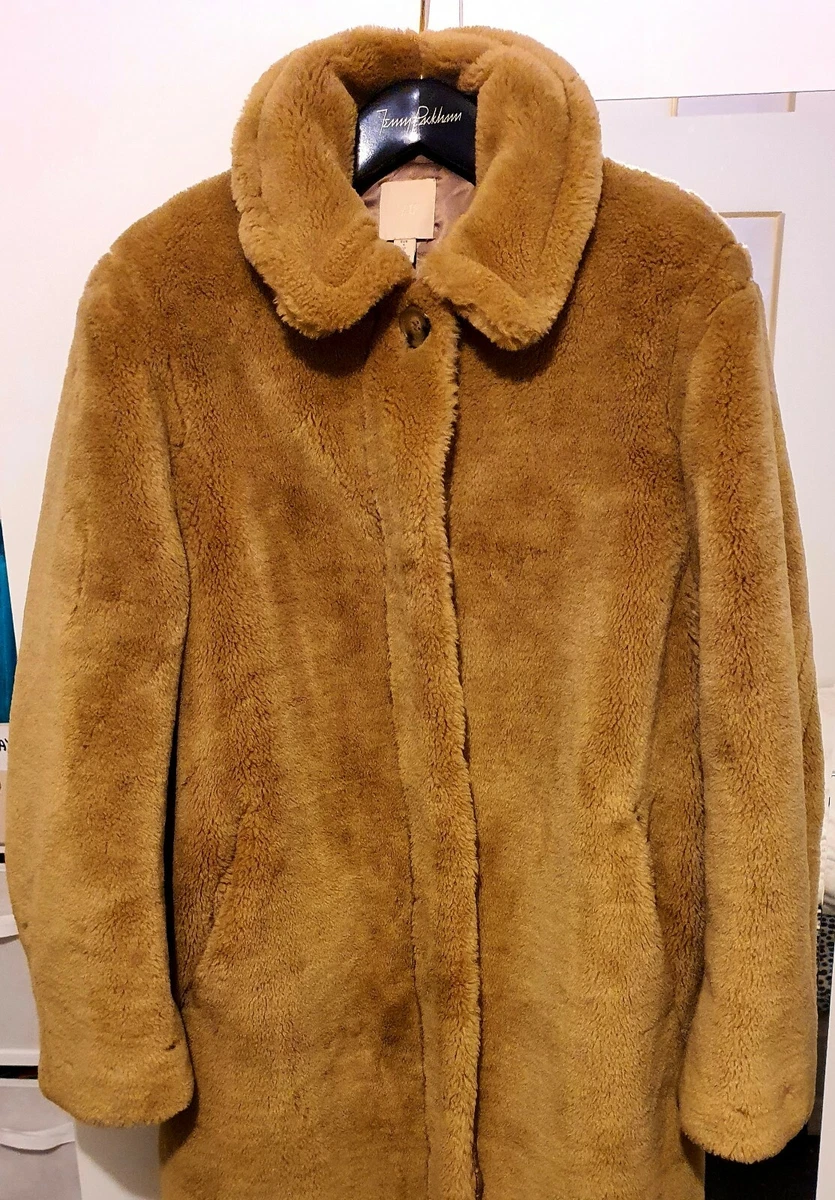 H M Woman Warm Winter Teddy Bear FUR COAT SIZE S OVERSIZED OVER