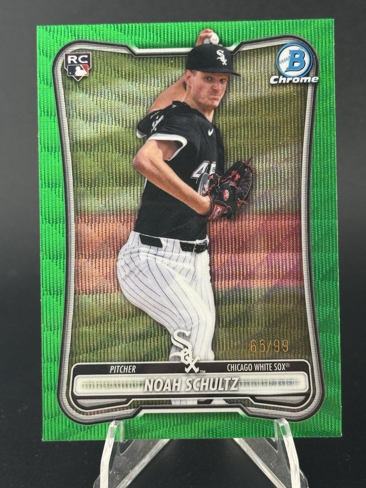 2026 Bowman Chrome Noah Schultz #11 RC Green Wave /99 White Sox