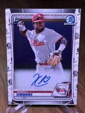 2020 Bowman Chrome #CPA-KSI Kendall Simmons Prospect Autographs Phillies
