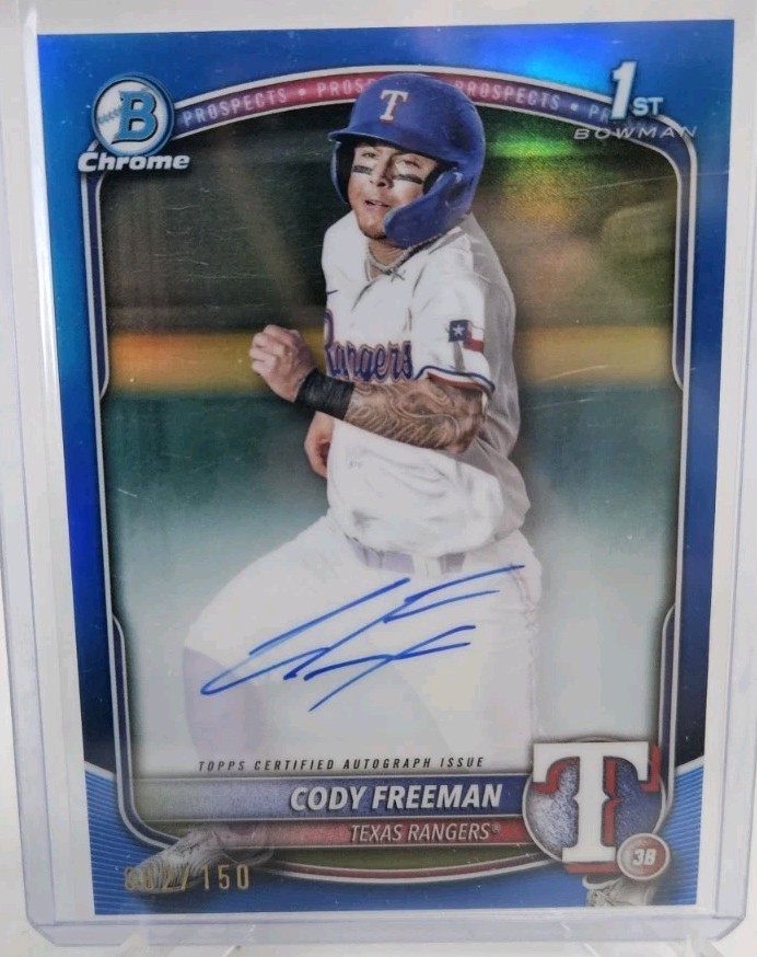 CODY FREEMAN 2025 BOWMAN CHROME 1ST AUTOGRAPH BLUE REFRACTOR AUTO /150