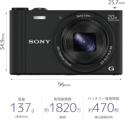 Sony Cyber-shot DSC-WX350 18.2MP Digital Camera - Black for sale