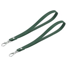 2Pcs Wristlet Strap PU Leather Wrist Lanyard Keychain Hand Strap Green