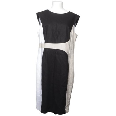 Marks & Spencer, Kleid, Größe: 46, Schwarz/Weiß/Beige, Leinen/Viskose #MJ9