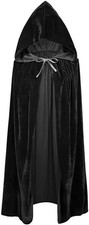 Velvet Hooded Cloak Adult Halloween Party Cape for Witch Vampire Cosplay Costume