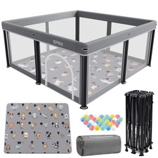 Foldable Baby Playpen with Mat,50" 50" Collapsible Playard for Babies and T