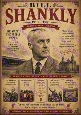 Bill Shankly Glenbuck Liverpool Schottland Vintage Style Poster