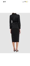Theory Women's Black Satin Twist-Front Long Sleeve Sheath Dress Size 2 L1009609