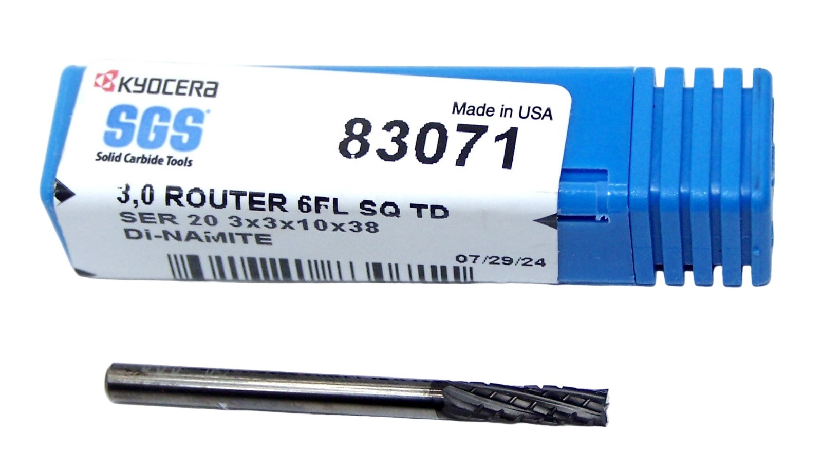 83071 Kyocera SGS 3.00mm Carbide CFRP Router Square End Diamond Coated