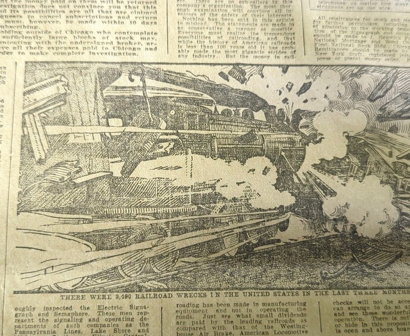 SEPT 16, 1906 NEWSPAPER PAGE #2541- DEVICE MAKES TRAIN WRECKS IMPOSSIBLE 