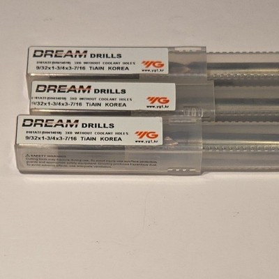 YG-1 Dream Drills TiAlN Drill Bit Set 9/32 in 3-7/16 in OAL