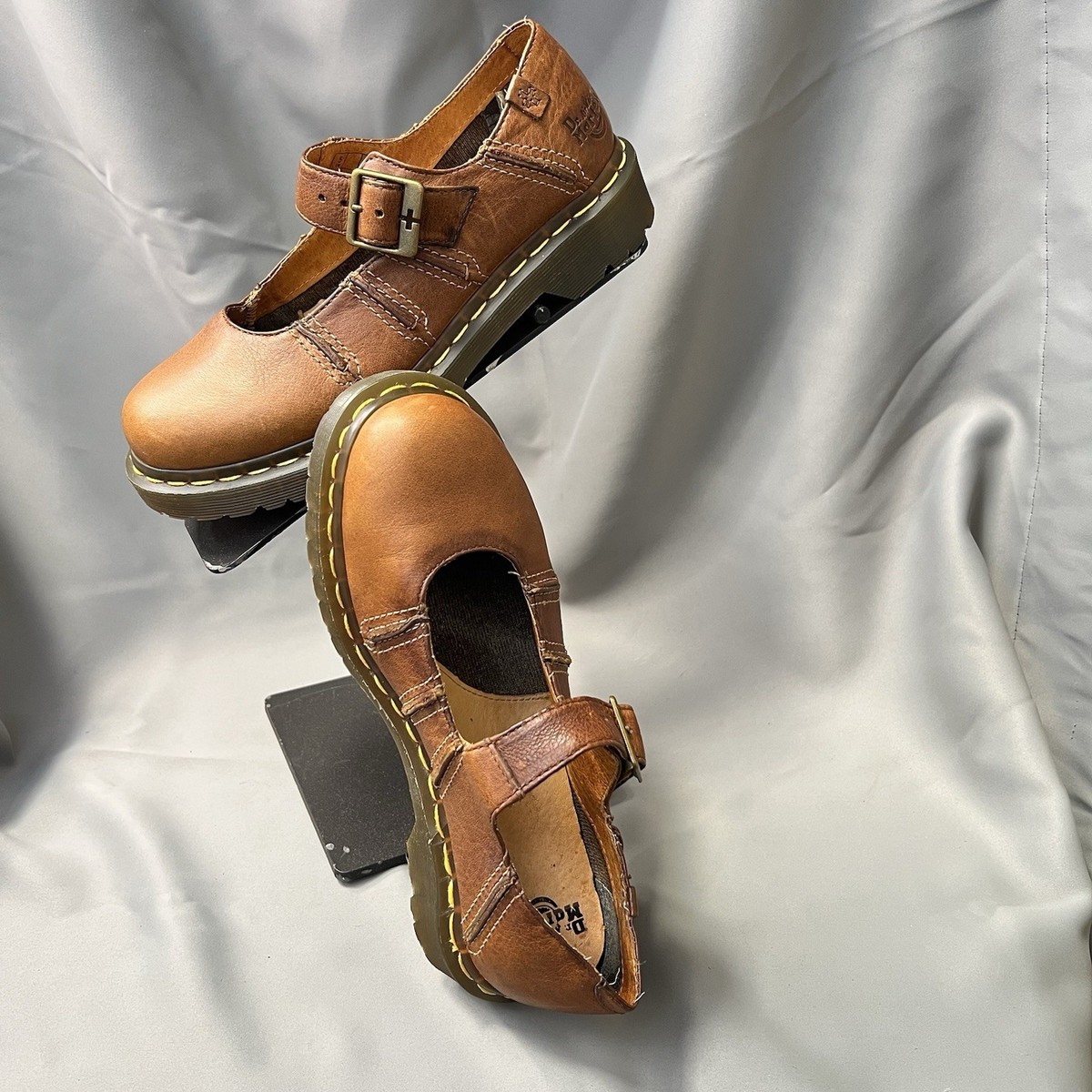 VTG 90s Dr. Martens Mary Jane Shoes Brown Leather US 7 One Strap