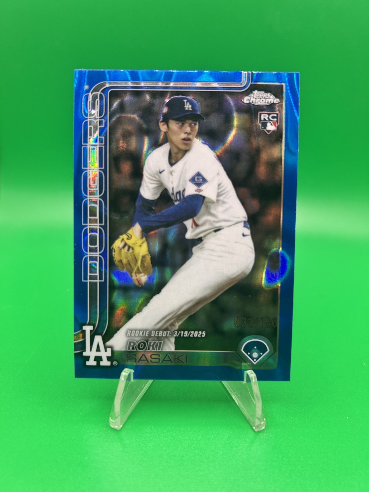 2025 Topps Chrome Update Roki Sasaki RC Blue Lava Refractor /150 #USC73 Rookie