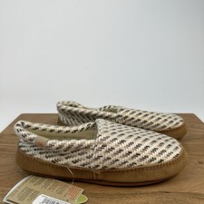 New NWT Womens Acorn Moc Ewe Woven Tweed Beige Slippers Shoes Size 5 - 6 / Small