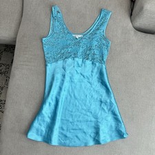 Victoria s Secret Vintage Y2K Small Blue Lace Slip Dress Lingerie Nightgown