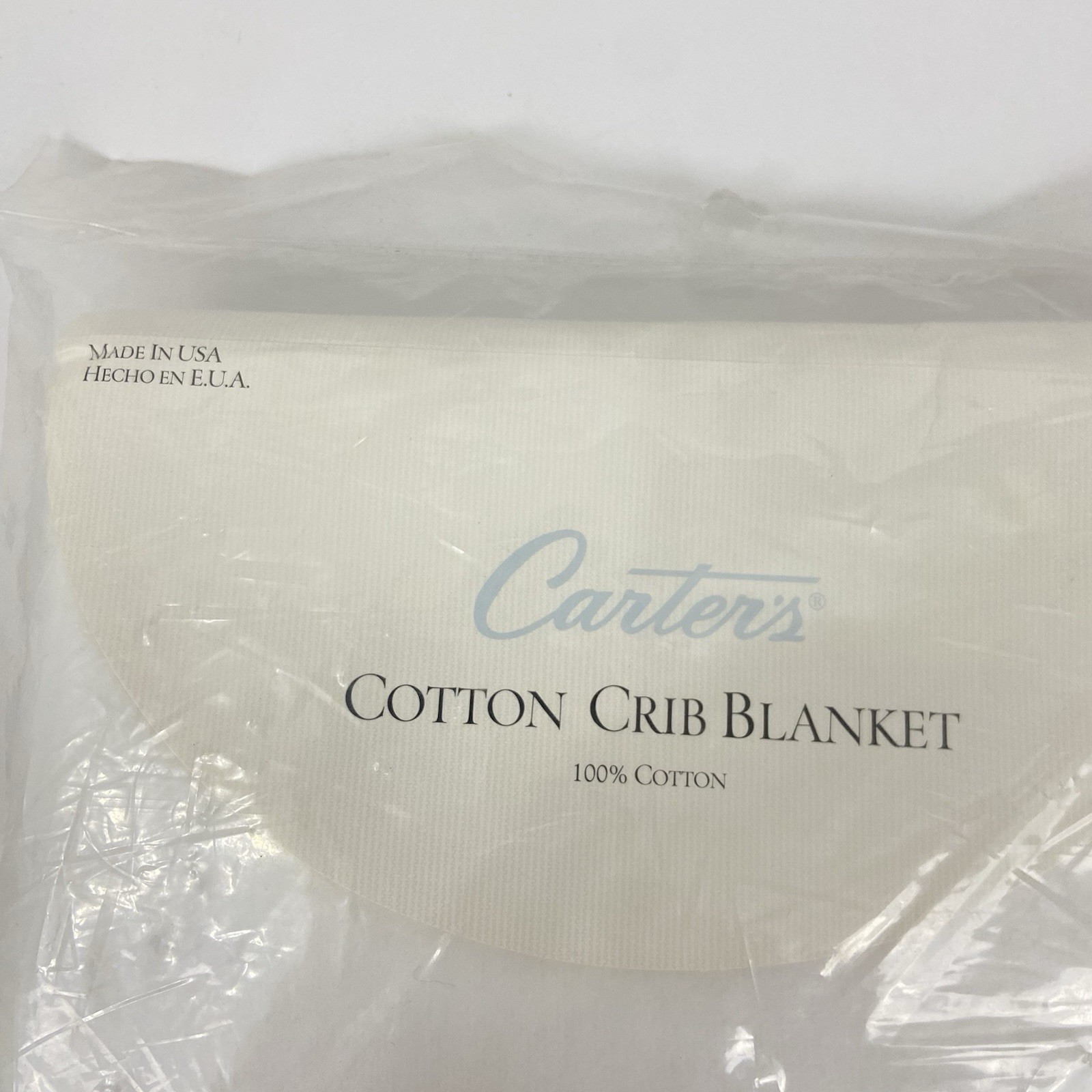 Carters Vintage Cotton Crib Blanket Pink Trim Bunny Puppy Made In USA 36x50