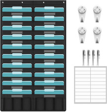 20 Pockets Hanging Wall File Organizer, Heavy Duty Storage Pocket Chart With ...