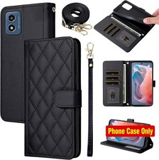 Flip Wallet Case for Motorola Moto G Play 4G 2024, Women Black