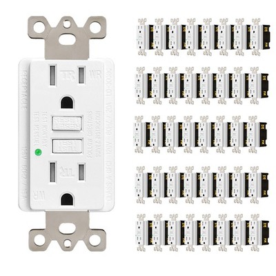40Pack GFCI 15Amp Safe Receptacles Tamper Resistant Weather Resistant Outlets