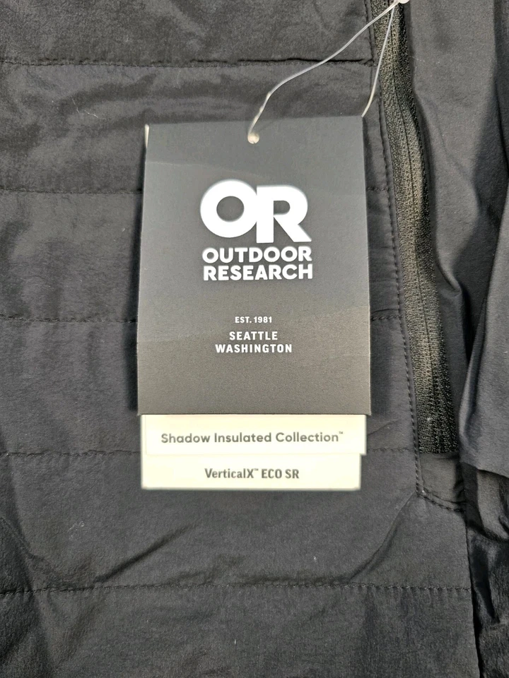 Outdoor Research 阴影绝缘连帽夹克男式中号黑色全新标签 — 第 4/4 张图片