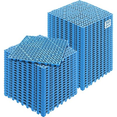 Interlocking Tiles 50PCS Blue Drainage Tiles 12'' x 12'' Splicing Garage Pool
