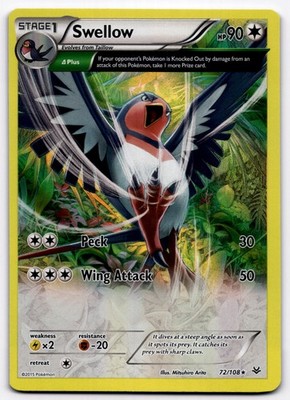 Swellow (72 Delta) - 72/108 ROS Holo Rare XY - Roaring Skies NM