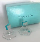 TIFFANY & CO Vintage Louis Comfort 1992. 2 Crystal Candlestick Candle Holders.