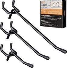 60 Pack 2/4/6 Inch Black Pegboard Hooks, 1/4" Heavy Duty Peg Board Shelving H...
