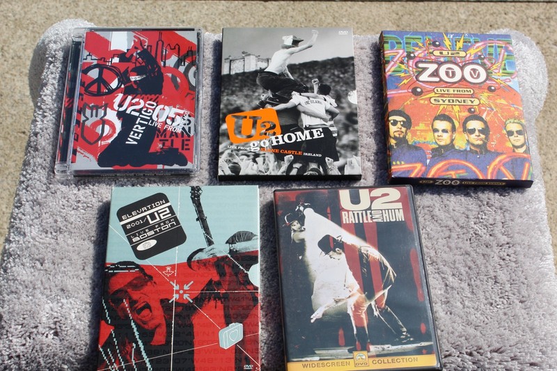 MULTIPLE U2 CONCERT DVD VERTIGO,RATTLE AND HUMELEVATION, ZOO AND GO HOME