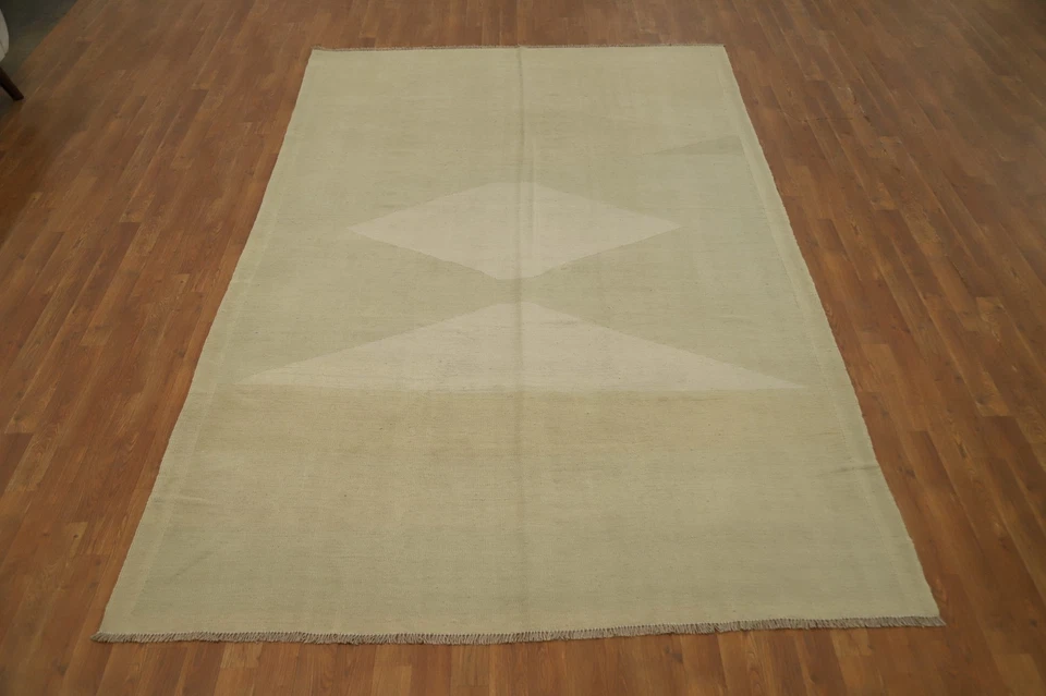 Neutre Ton Kilim Réversible Zone Tapis 6x10 Revivifiant Douce Géométrique Formes - Photo 2/4