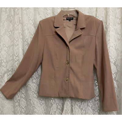 Ellen Figg Women s Jacket Size 8 Light Pink Whit Pockets made in USA