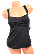 Women's TYR Twisted Bra Solid Black Tankini Top - Size 6 NWT