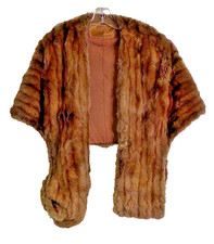 Ladies Large Adjustable Mink Stole, Wrap 100 Naural Fur, Brown, eXLong front