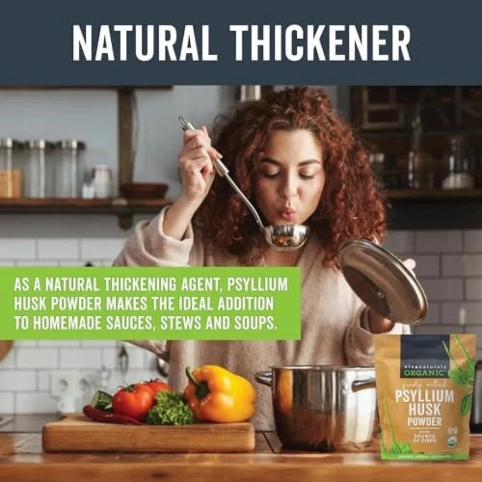 Viva Naturals Organic Psyllium Husk Powder 1.5 Lbs Easy Mixing Fiber Supplement