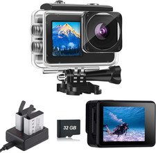 Action Cam a Doppio Schermo Fotocamera Impermeabile Con memoria da 32GB 1080P 4*