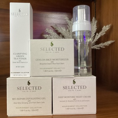 Selected Skin Care SET, MOISTURIZER,EXFOLIATING GEL,NIGHT CREAM,TONER &CLEANSER