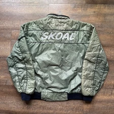 Vintage 1980’s Mens XL Green Upstream Skoal Tobacco LW Worn Puffer Jacket