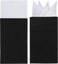 Prefolded Pocket Squares for Men 2PCS Black White Pockets Handkerchiefs Ready-