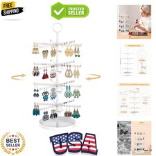 4 Tier Metal Rotating Earring Holder Organizer Stand Adjustable Display Tree ...