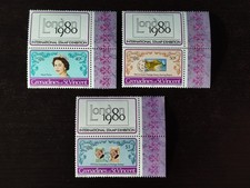 E1034 - St. Vincent Grenadinen - 1980 - Mi 186 / 188 -Briefmarkenausstellung MNH