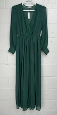 Baltic Born Lydia Maxi Formal Bridesmaid Gown Dress Long Sleeve Green Size XL