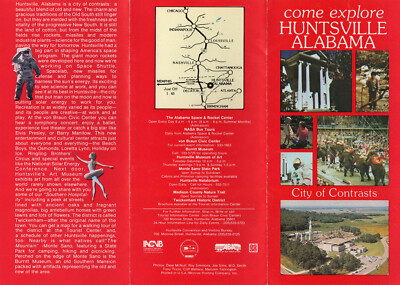Huntsville  Alabama Vintage Travel Brochure Color Photos Locator Map